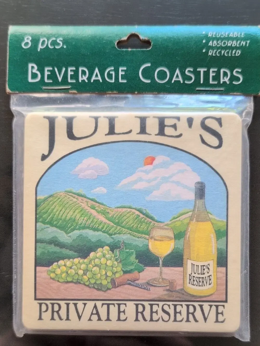 JULIE'S Private Reserve Cardboard Beverage Coasters - Set of 8